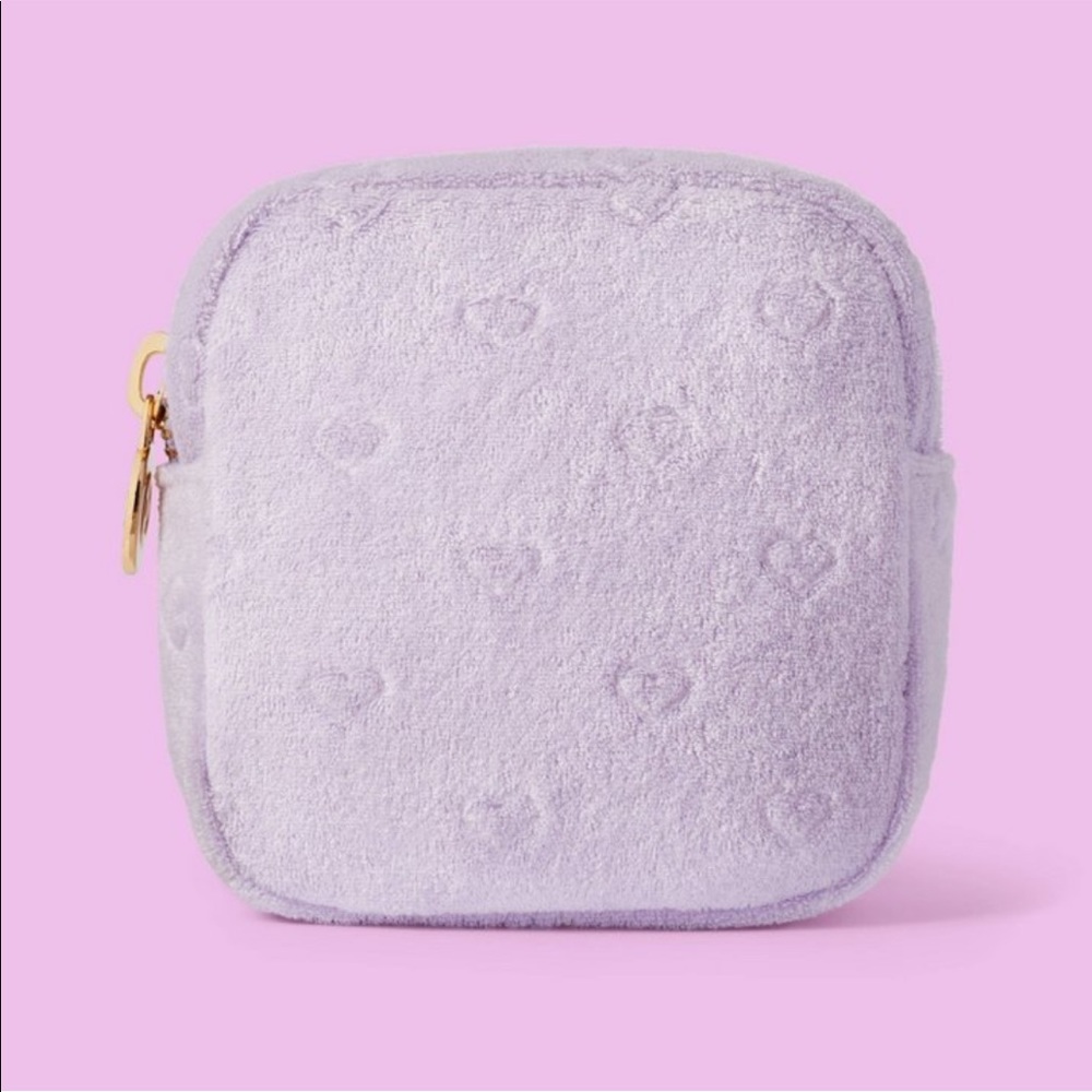 Stoney clover lane x target purple embossed hearts mini square pouch